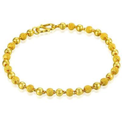 明牌珠宝999千足金“爱满溢”磨砂抛光圆珠手链 东方购物精选